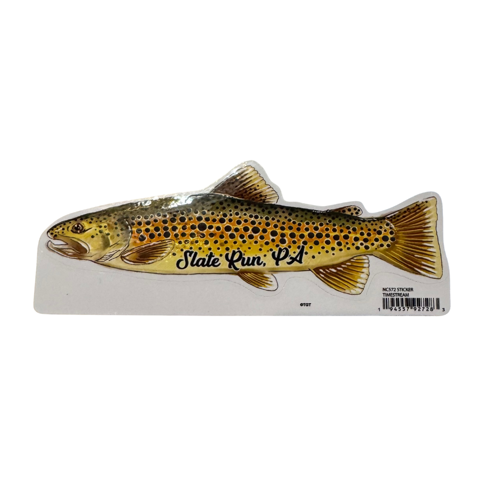 Slate Run PA brown trout sticker 7 x 3 fly fishing decal